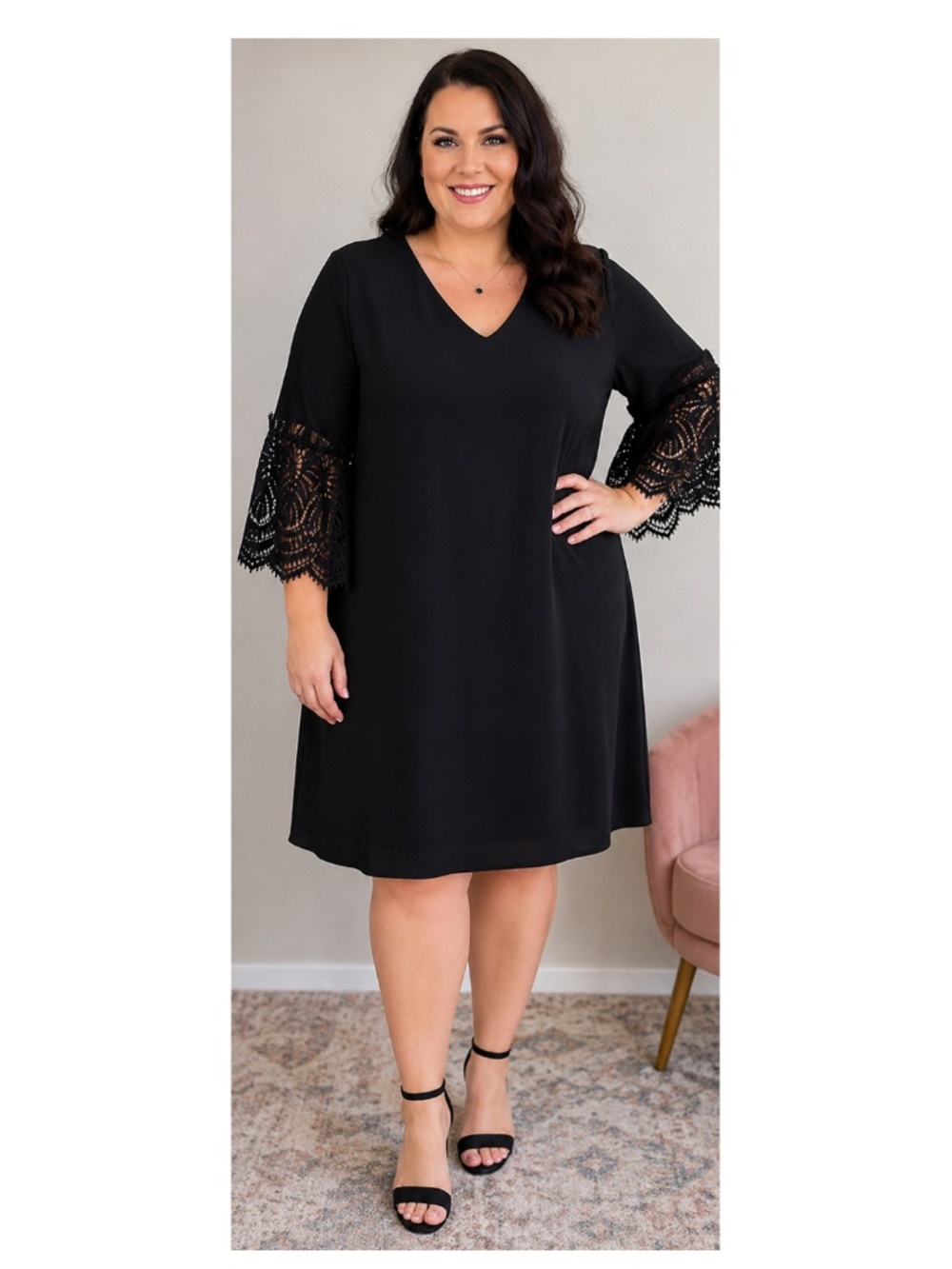 Tahari Black Lace Sleeve Dress 20W NWT Elegant Plus Size